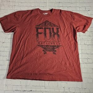 Fox Motocross Darkness XXL Worldwide Graphic T-Shirt‎ Burnt Red Cotton Y2K